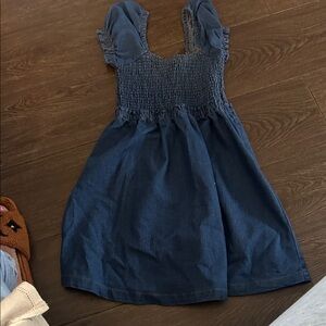 Girls Navy Smocked Bodice Dress